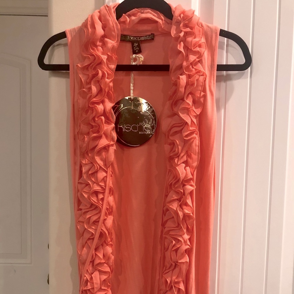 NWT Kische Sleeveless Ruffled Cardigan